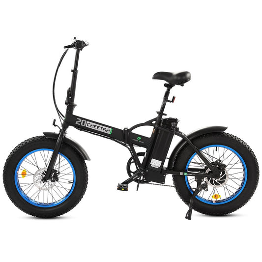 Ecotric 48V Fat Tire Portable and Folding Electric Bike with LCD display-Black and Blue