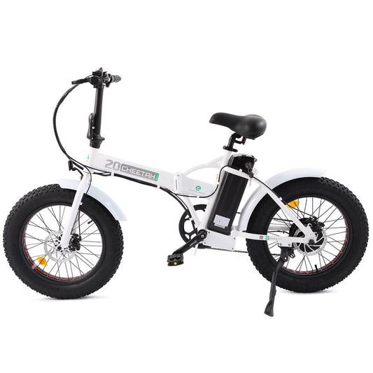 UL Certified-Ecotric 20inch White Fat Tire Portable and Folding Electric Bike