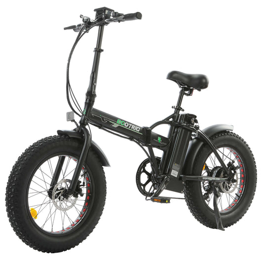 Ecotric Matte Black 48V portable and folding fat ebike with LCD display